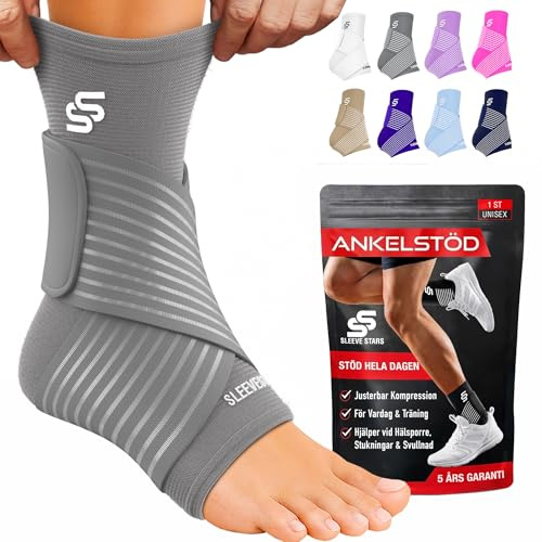 Sleeve Stars Sprunggelenkbandage - Plantarfasziitis & Achillessehnen Entlastung, Fußgelenk Bandage mit verstellbarem Riemen I Knöchelbandage I Fußbandage für rechts oder links (1 Stück,Grau)