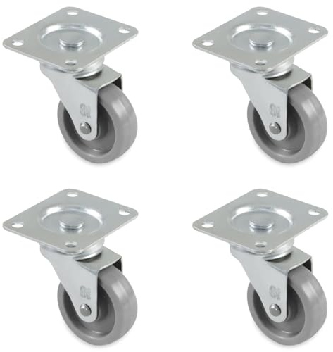Amig - Pack de 4 Ruedas para Muebles - Con Pletina y Rodamientos - Ø 30 mm - Carga máxima de Rueda: 22 kg - Fabricadas con Goma - Color Gris - Sin Freno