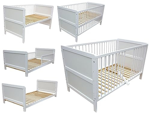 Micoland Kinderbett Juniorbett Beistellbett Babybett 3in1 weiß