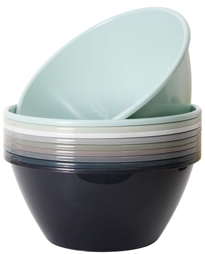 Youngever 9 Pack 2400ML Plastic Mixing and Serving Bowls, Popcorn Bowls, Salad Bowls, Chip and Dip Serving Bowls, Set of 9 (Urban)