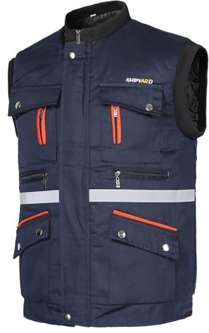 Yukirtiq Chaleco de Trabajo Multifuncional para Hombre Chaleco Acolchado Multibolsillos Chaleco Sin Mangas Chaqueta Alta Visibilidad Otoño Invierno Ropa de Trabajo Hombre