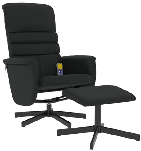 vidaXL Massagesessel, Sessel Verstellbare Rückenlehne, Drehbar Fernsehsessel Relaxsessel mit Fußhocker, Liegesessel Polstersessel Ruhesessel, Schwarz Kunstleder