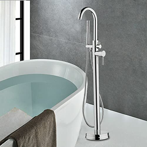 Freistehende Badewannenarmatur, Standarmatur Brausegarnitur, Bodenstehender Wannenarmatur, Badewanne mit Handbrause, Retro Stand Brause, Duschset für Badewanne und Duschräume