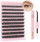 Poiuyoiu Kit D'extension de Individuels Eyelashes de 8 à 16mm de Longueur Avec Colle et Dissolvant Pour Faux Cils épais Cluster Lashes 60D Volume Courbé en D Application Réutilisable à la Maison