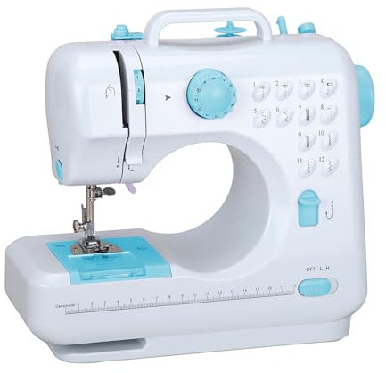 LetCart Nähmaschine, 12 Stiche Elektrische Nähmaschine Haushalt Doppelfaden-Nähmaschine für Kinder und Anfänger (Blu)