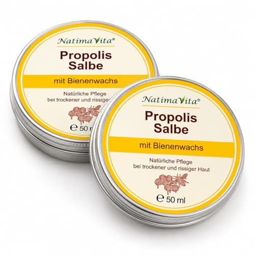 Propolis Salbe - 2 x 50 ml - bee cream - natürliche Pflege gegen Hautirritationen, trockene und rissige Haut, Bienensalbe gegen Juckreiz