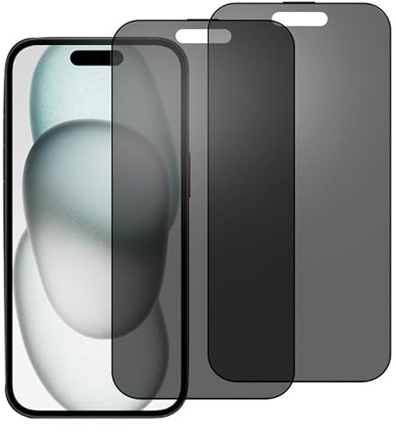 chejuza Anti-Spion Matt Keramik Schutzfolie für Apple iphone 15/15 pro [2 Stück], Anti-Fingerabdruck, Anti-Spy,Zero Bubble HD Displayschutzfolie,PET-Material (kein Glas)