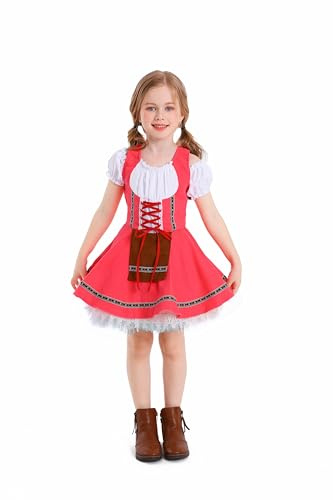 YUDATPG Barn tysk dirndl klänning axellös oktoberfest öl flicka kostym traditionell tysk bayersk dirndl klänning för flickor cosplay klänning