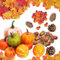 LXYYDS 96 Pezzi Set di Decorazioni Autunnali, Zucche Artificiali Set, Zucche Finte, Mini Zucche Foglie d'Acero Ghiande, addobbi autunnali per Halloween Ringraziamento Raccolto Autunnale