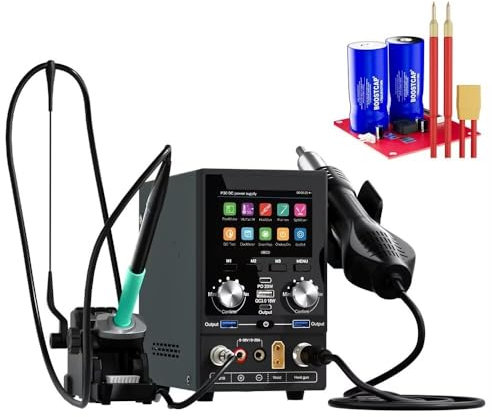 180W 30V/25A Digital Power Supply with Power Supply, Hot Air Station, Soldering Iron and Spot Welding Machine Function for Mobile Phone Welding, Supporting D210 Handle