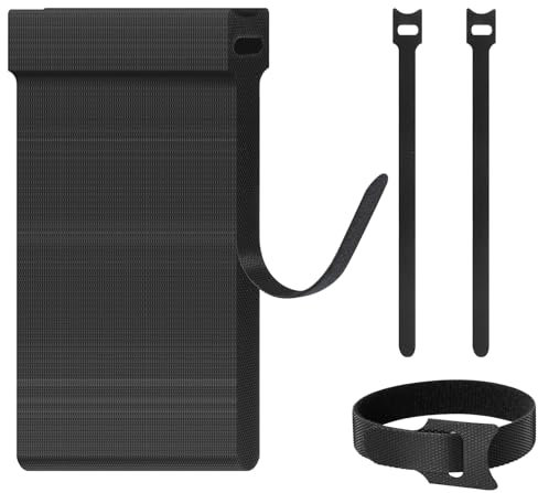 AiQInu 100 Pezzi Fascette Riutilizzabile, Cinghie Elastiche 200×11mm, Cinghia Elastica per Cavi, Bici, Bagagli, Ideali per la Gestione dei Cavi in Casa, Ufficio, Giardino e Altro- Nero