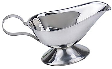 VINTORKY Stainless Steel Gravy Boat and Sauce Dish 5oz, Polished Condiment Container for Serving Juices, Dressings and Broths, Sturdy Stainless Steel Sauce Pot for Dining and Kitchen Use