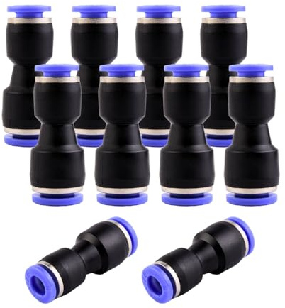 ANGEEK 10 stycken slangdiameter 8 och 6 mm tryckluftsförbindelser pneumatiska reducerare push in snabbkoppling snabbkopplingar för anslutning till luft och vatten