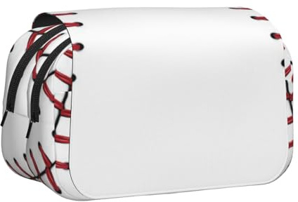 ESNAIUVCD Federmäppchen mit Baseball-Spitzendruck, großes Fassungsvermögen, doppellagig, geeignet für Jungen, Mädchen und Erwachsene. Diese Büro-Stifttasche mit Fächer, Schwarz , Einheitsgröße