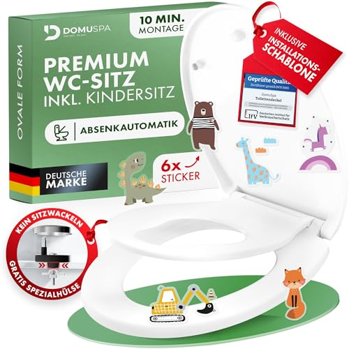 DomuSPA Toilettendeckel - WC Sitz mit Absenkautomatik - antibakterieller Toilettensitz Kinder + Quick-Release Funktion - Kinder Toilettensitz - Klodeckel mit Kindereinsatz - WC Sitz Kinder