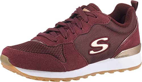 Skechers Women's Og 85 Gold'n Gurl Trainers, Burgundy Suede Nylon Mesh Rose Gold Trim, 7 UK