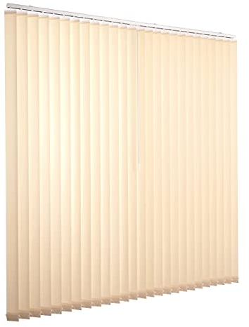 Ventanara® Lamellenvorhang raumverdunkelnd 100% Komplettset Vertikaljalousie 89mm inklusive Montagematerial (Beige, 300 x 250 cm)