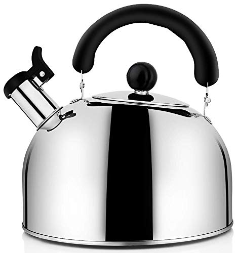 Lopbinte Teiera per Piano da tè Fischio, Bollitore nel Acciaio Inossidabile Teiere per Piano Cottura, Grande capacità da 4,3 Litri (4 Litri) con Base Un Capsula