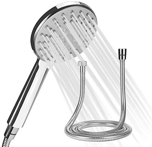 ERAVSOW Duschkopf mit Schlauch, universeller verstellbarer -Duschkopf mit 5 Modi-Funktion, hoher Druck, wassersparend, 150 cm Metall-Brauseschlauch für Badewanne, Dusche, ABS + Galvanotechnik