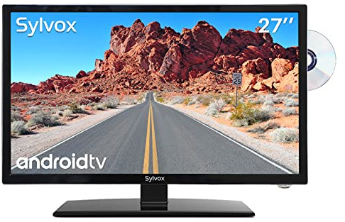 SYLVOX 27 Inch Smart TV 12/24 Volt TV 1080P FHD RV TV Android 11.0 Built-in Digital Video Disc Player with WiFi, Wireless Connection and Digital Noise Reduction Function