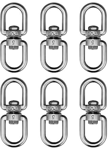 luvtree 6 Stück M5 360° Drehgelenk aus Edelstahl 304, Doppelseitiger Schwenkhaken und Leinenhaken für Garten, Angeln, Haustier und Outdoor