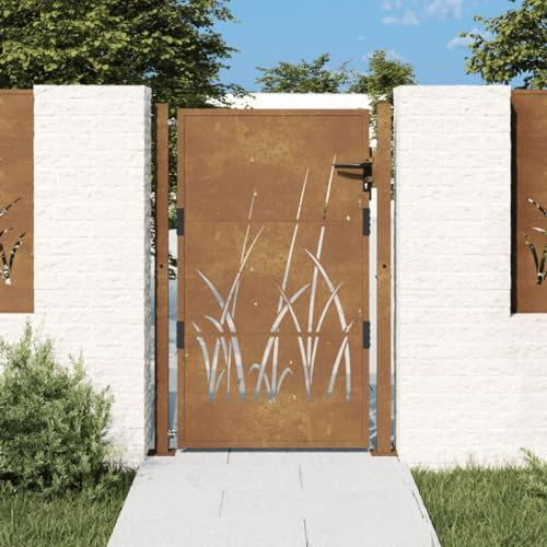 ZEYUAN Gartentor 105x155 cm Cortenstahl Gras-Design, Gartentor, Gartentür, Gartentüren, Tor Garten, Gartentüren, Garten Tore, Flügeltore, 153175
