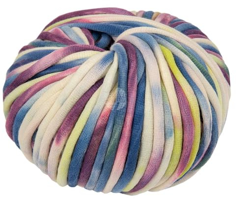 LANA GROSSA Gelato | Weiches, gefülltes Baumwoll-Schlauchbändchen mit buntem Sprenkeldruck | Handstrickgarn aus 52% Baumwolle & 48% Polyamid | 100g Wolle zum Stricken & Häkeln | 80m Garn FB 9