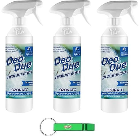 Beni Culinari 3 deodorante due Profumatore Bifase Ambiente Ozonato, profumatore per ambienti, spray 500 ml + portachiavi