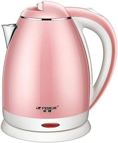 vkeid 304 Stainless Steel Liner 2L Anti-Hot Kettle Automatic Electricity Anti-Dry Electric Kettle Pink Brass Power Cord,Pink,A Present