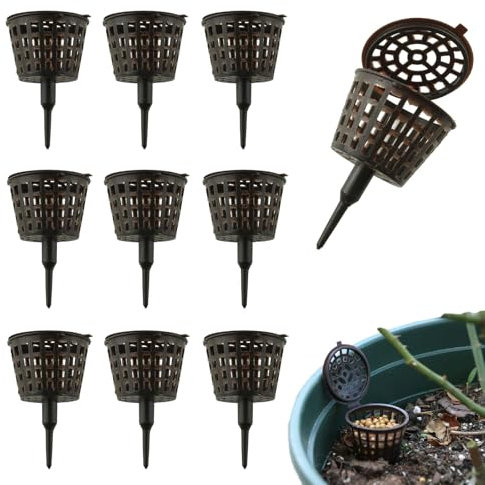 TopHomer Lot de 10 grands pots d'engrais pour bonsaï avec couvercle, grands pots de nourriture, boîtes d'engrais automatiques pour orchidées, succulentes, petites plantes