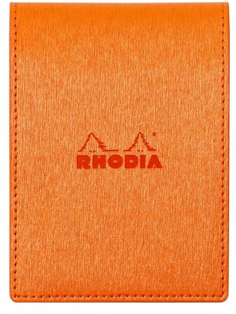 Rhodia cfmtpu11or Notepad with Cover No.11 (A7) Metallic PU Leather, Orange (Block Rodia No.11 with Orange/80 Pieces, 0.2 inch (5 mm) Square PEFC Certified)