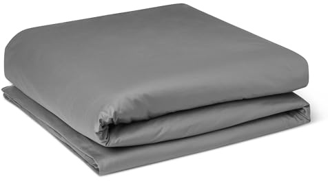 Amazon Basics Housse de Couette Deluxe, 100% Coton Satin 400 Fils, Extra-Doux avec Boutons-Pression, 220 x 240 cm, Gris Foncé