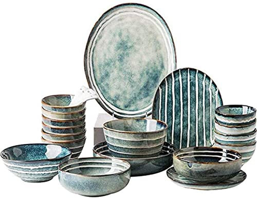 12 Pieces Underglaze Painted Ceramic Dinner Set Porcelain Dinnerware Set Oriental Beauty W Housewarming Gift