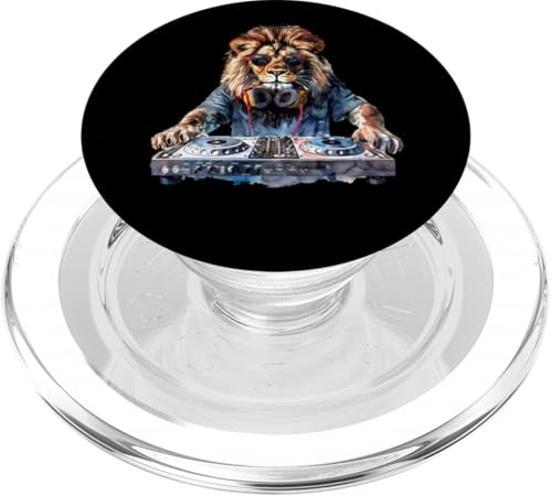 DJ Lion DJ Dance Party Music Tocadiscos Disco Jockey Animal PopSockets PopGrip para MagSafe