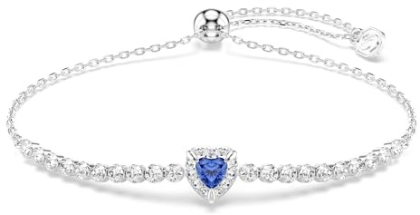 Swarovski Braccialetto One, Taglio misto, Cuore, Blu, Placcato rodio