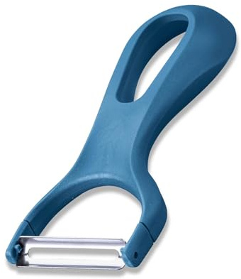 Fackelmann Ziehschäler – 13,5 cm, Extra scharfe Klinge mit Glattschliff, ergonomischer Griff, für Obst & Gemüse, Made in Germany, spülmaschinengeeignet, Blau