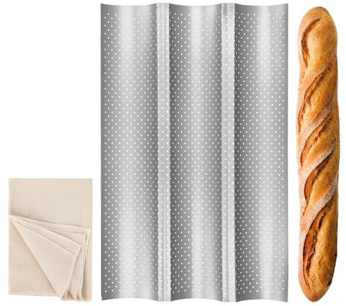 LCFVOFU Waves Grooves Baguette Baking Tray with Non-Stick Coating