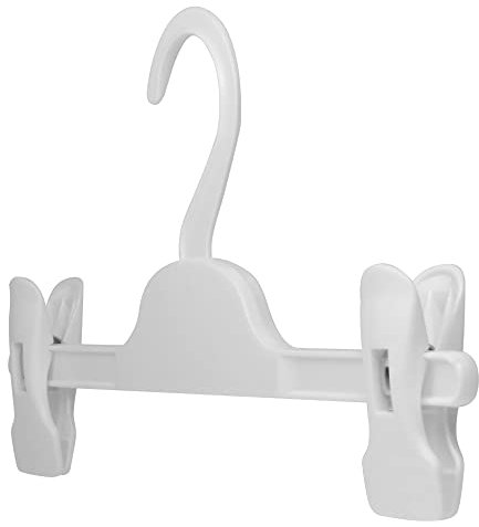 HANGERWORLD 10 Grucce per Bambini 28cm in Plastica Bianca con Pinze Regolabili per Gonne e Pantaloni