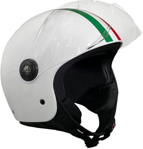 Jethelm RALLOX 229 Italia Helm Motorradhelm Größe M Rollerhelm mit Visier klar weiß Glanz