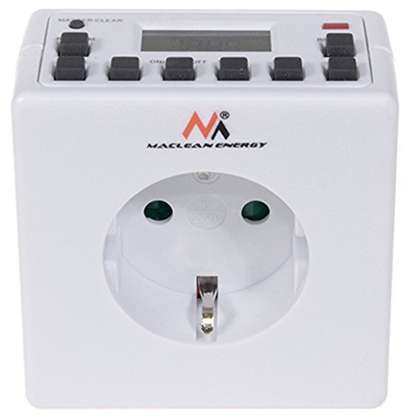 Maclean MCE30G Digitale Zeitschaltuhr Steckdose Wochenzeitschaltuhr 7 Tage Schalter Timer, 16A, 10 Programme, 3600W schwarz