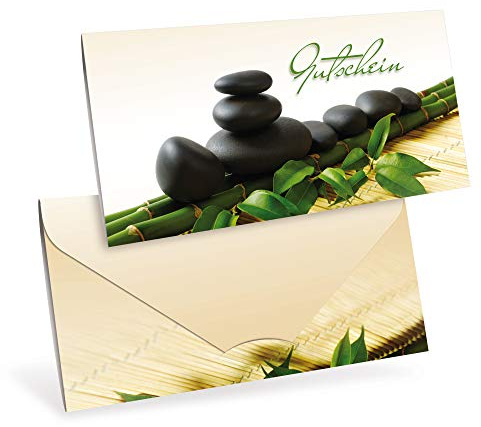 Premium Gutscheinkarten (10 Stück) für Wellness, Massage, Salzgrotte - verschließbare Faltkarte in DIN lang