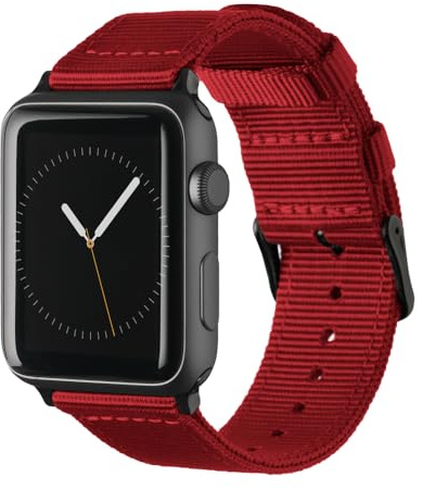 Archer Watch Straps - Premium Nylon Straps for Apple Watch (Red, Black, 44/45/46/49mm)