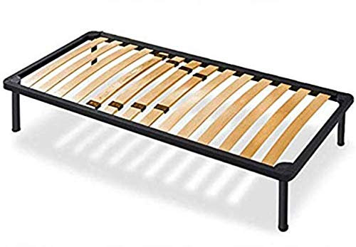 EVERGREENWEB - Lattenrost aus Holz für große Größen XXL verstärkt mit doppelter Struktur aus Eisen + Regler Lendenwirbelbereich 4 Beine zerlegbar GRATIS Unterbau für alle Betten und Matratzen