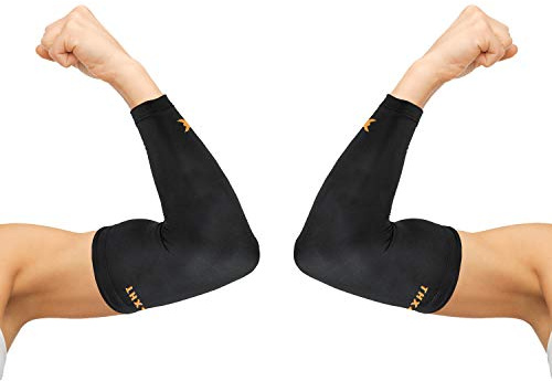 THX4COPPER Elbow Compression Sleeve(2 Pieces)-Copper Infused Support-Guaranteed Recovery Copper Elbow Brace-Idea for Sports, Golfers, Tennis Elbow, Arthritis, Tendonitis-Medium