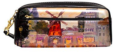 Kulturbeutel, Motiv: Ölgemälde, Motiv: Moulin Rouge, Paris, Frankreich, tragbar, PU-Leder für die Schule, Stifteetui, wasserfest, Kosmetiktasche 20.5x5x8.5cm/8.1x2x3.3in Style01