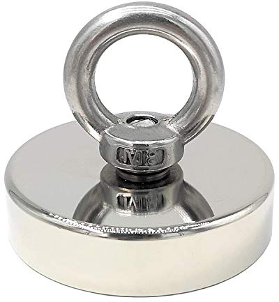 Magnetpro Ösenmagnet 200 KG Kraft Neu Aktualisiert, Starker Magnete Schwerlast Großer Fischermagnete 60 mm Super-Neodym-Hochleistungsmagneten mit Griff für Entferner, Tag, Laden, Heben und Abholung