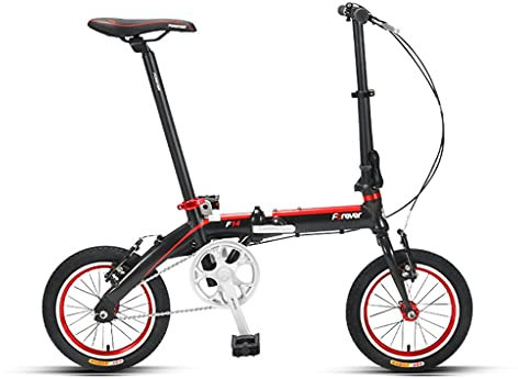 14 Zoll BMX Fahrrad, Leichtes Aluminiumrahmen Rennrad, Leicht Zu Falten, für Damen Und Jugendliche (Color : Black)