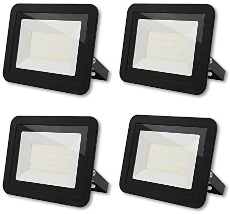 da LIGHT 50W LED Strahler Außen & Innen, 6000K Kaltweiß 4500lm Außenleuchte Superhell, Fluter Außenstrahler Flutlicht IP65, Scheinwerfer 230V für Garten, Garage, Sportplatz (4 Stück)