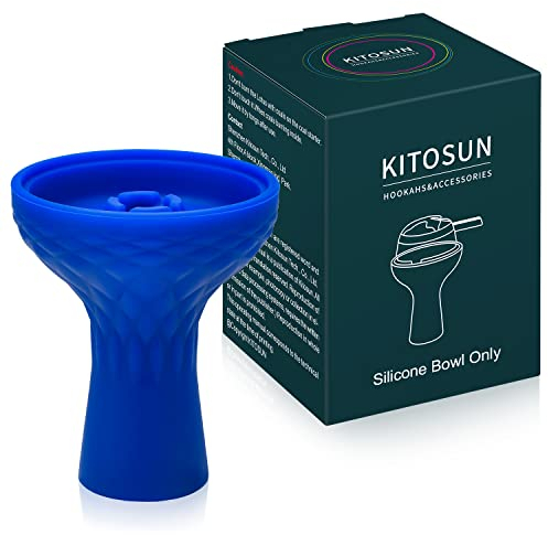 Cabezal Cazoleta de Silicona para Cachimba - Kitosun Accesorios para Shisha Phunnel Cabeza de silicio duradero de 70 grados, adecuada 15-20 gramos de sabor Colaboración con Lotus HMD (azul)
