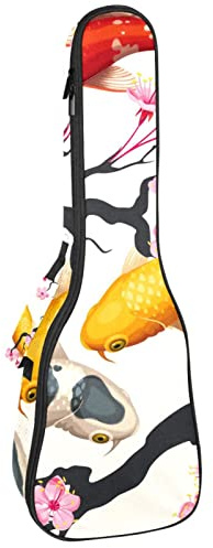 Ukulele väska fisk graciös ukulele fodral för sopran tenor konsert 23 tum 10 mm tjock mjuk vadderad justerbar rem spelväska